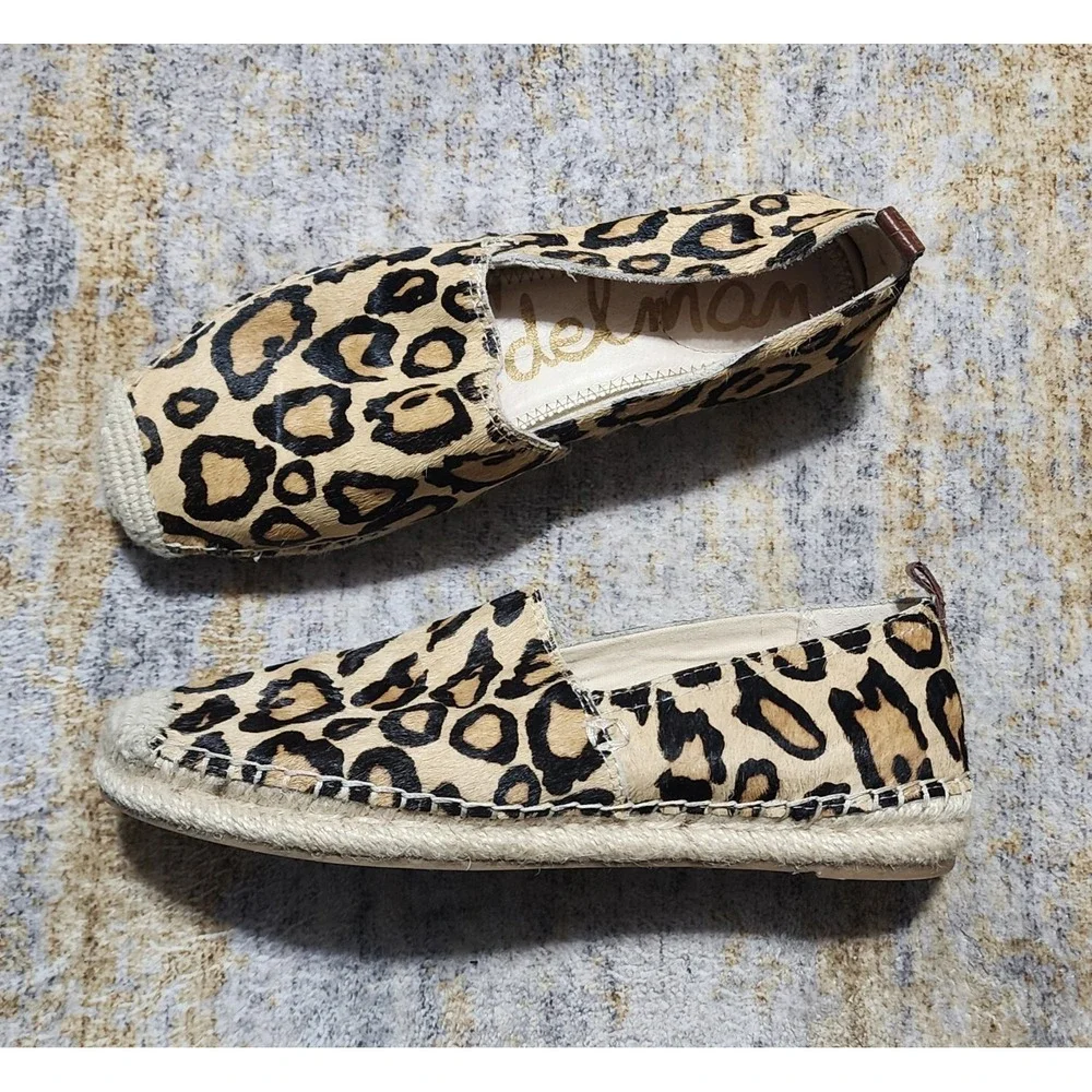 Sam Edelman Women's Khloe Animal Print Flat Espadrille Shoes Fur Hide  Size 7